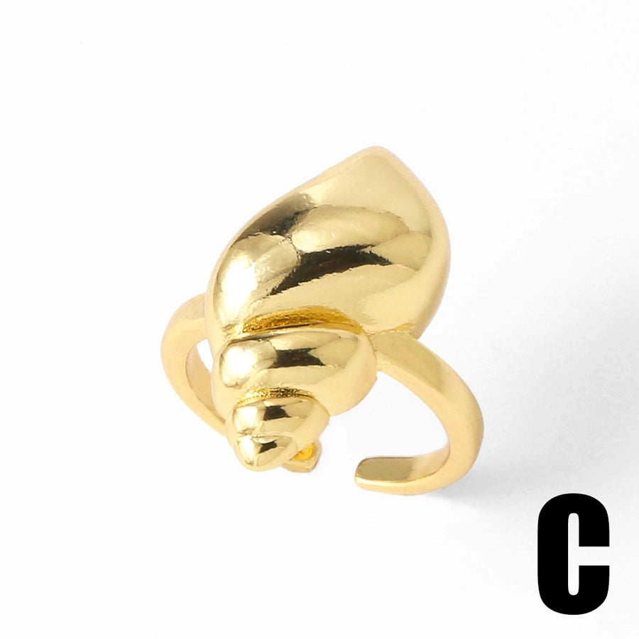 Copper 18K Gold Plated Plating Starfish Conch Fish Bone Open Rings