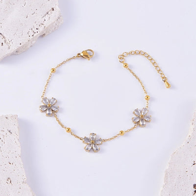 Jewelry Sweet Simple Style Flower Titanium Steel Bracelets Earrings Necklace
