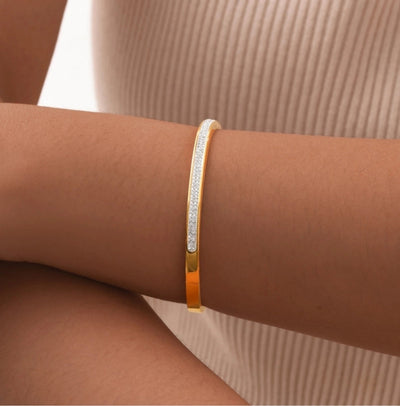 Classic Style Solid Color 304 Stainless Steel 18K Gold Plated Bangle In Bulk