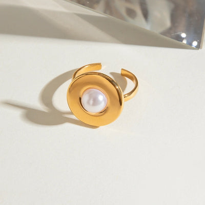 Jewelry Simple Style Classic Style Round 304 Stainless Steel Acrylic 18K Gold Plated Open Rings