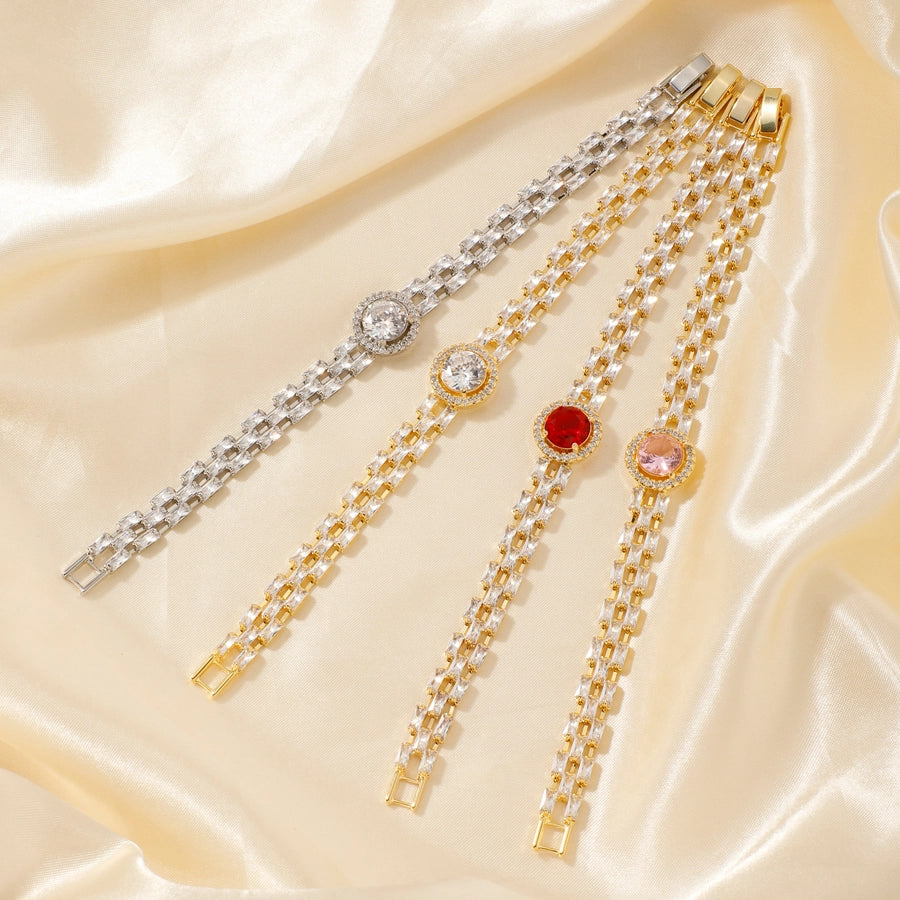 Copper K Gold Plated Inlay Water Droplets Zircon Bracelets