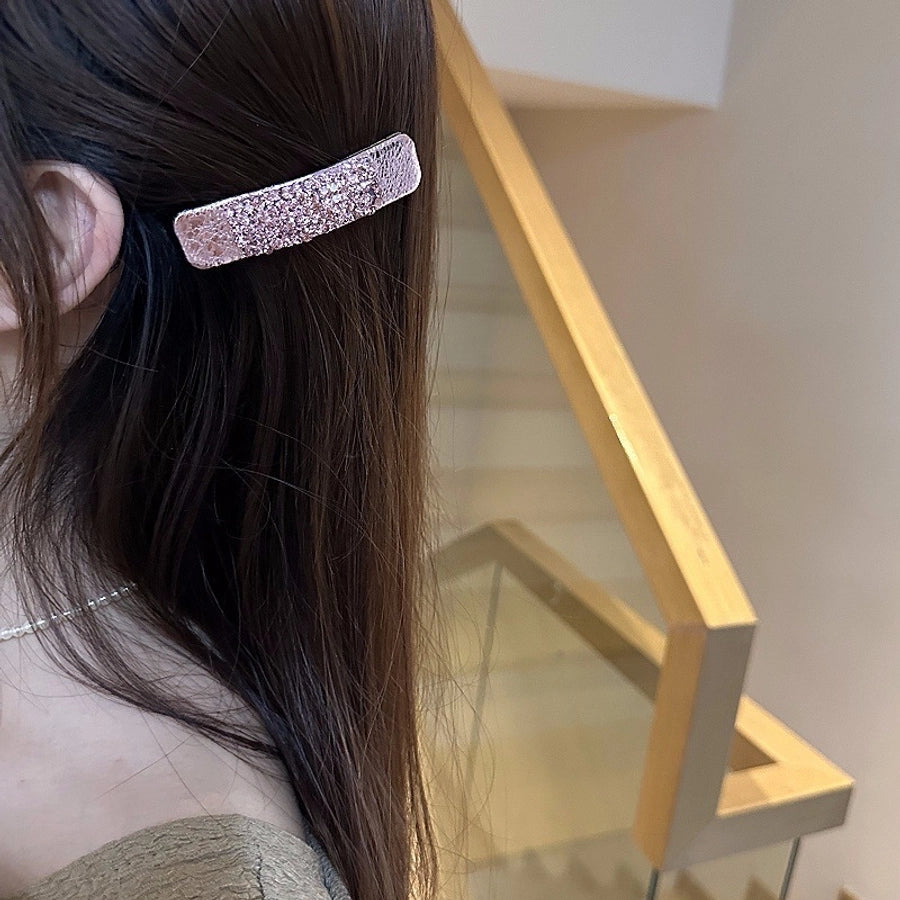 Women's Simple Style Solid Color Rhinestone Hair Clip
