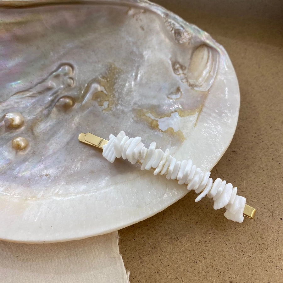 retro geometric freshwater pearl hair clip