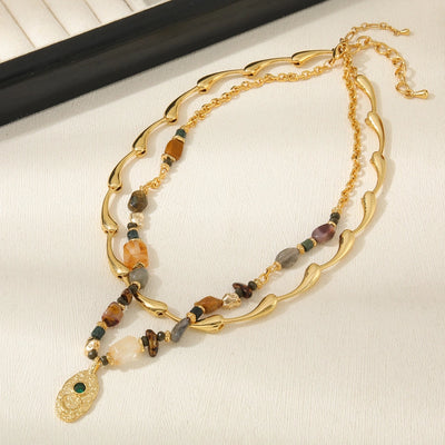 Casual Cute Commute Irregular natural stone Copper  Necklace In Bulk