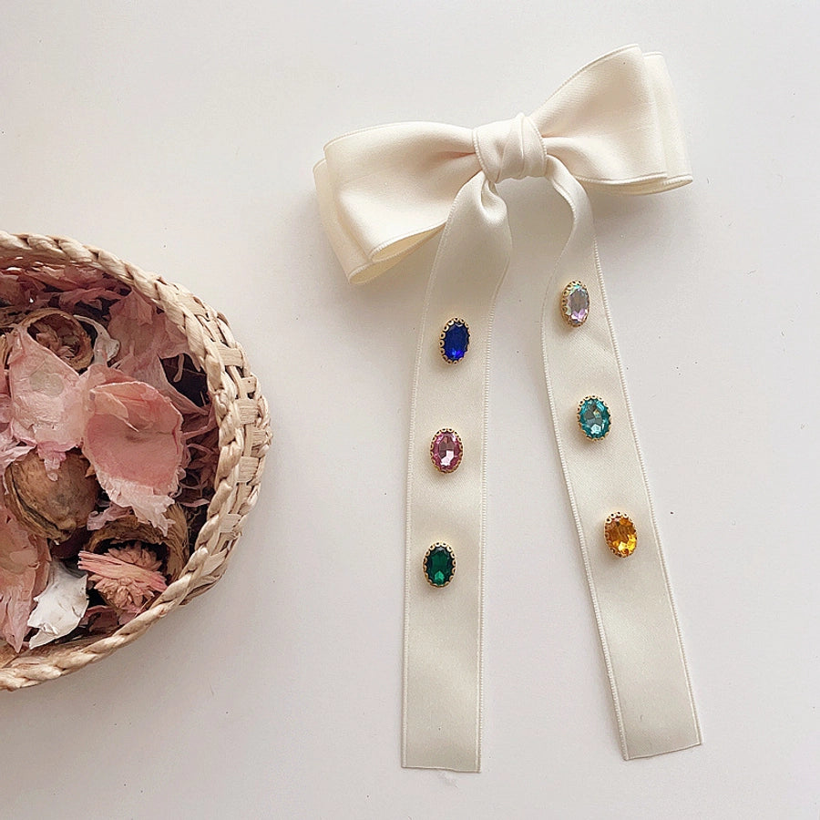 sweet bow knot cloth diamond hair clip