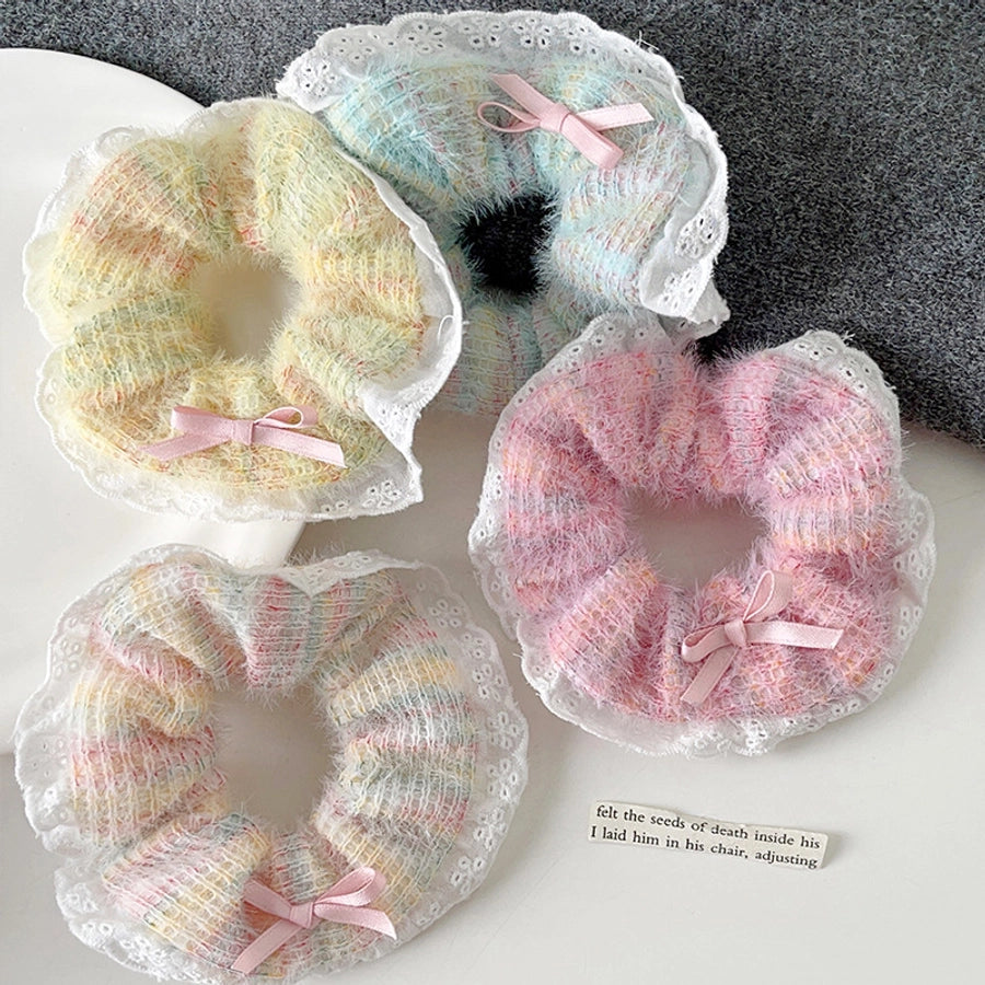 Unisex Casual Sweet Rainbow yarn Rib-Knit Hair Tie