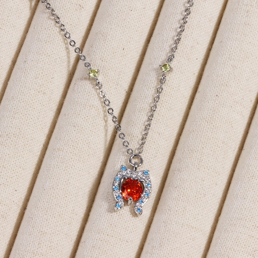 Copper cable chain Inlay Geometric Zircon Pendant Necklace