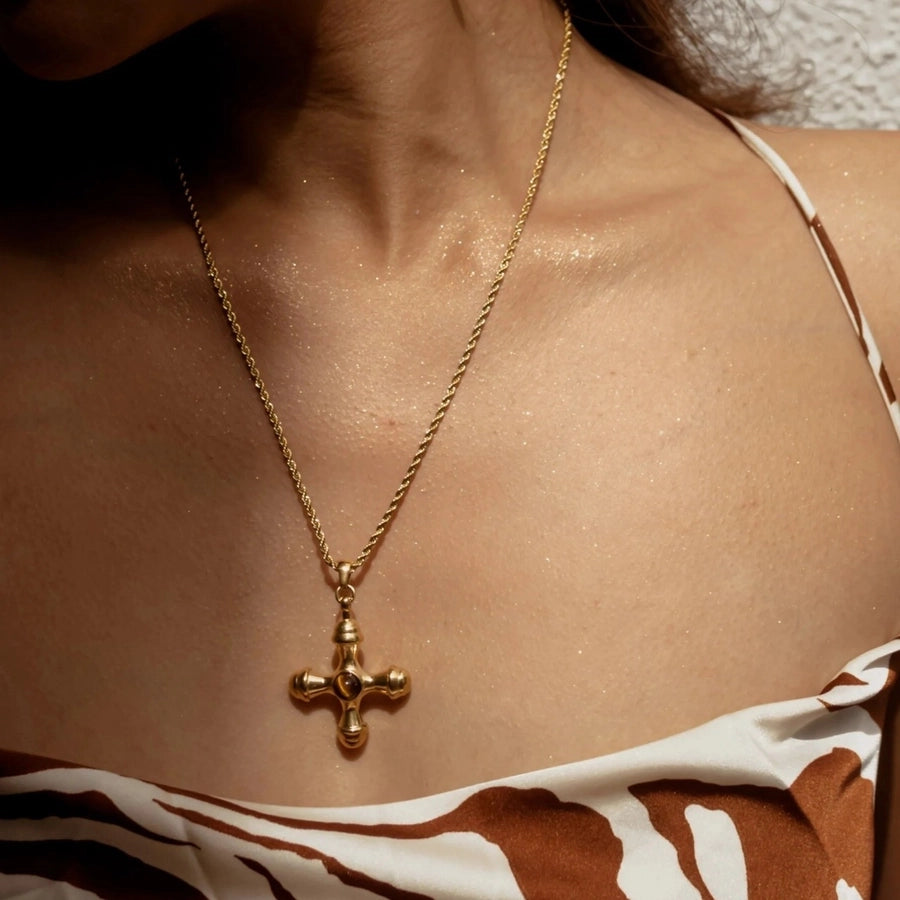 Jewelry Vintage Style Classic Style Cross 316L Stainless Steel  Plating Pendant Necklace