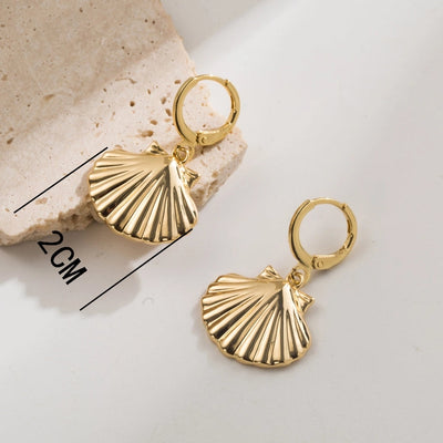 1 Pair Elegant Vacation Starfish Shell Copper 18K Gold Plated Drop Earrings