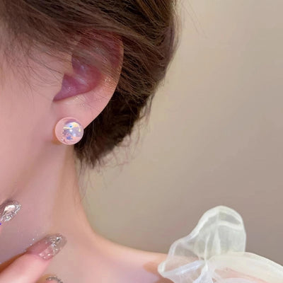 Pink Mermaid Ji Pearl Earrings  New Trendy Niche Design Sense Earrings Light Luxury Internet Celebrity Fashion Earrings