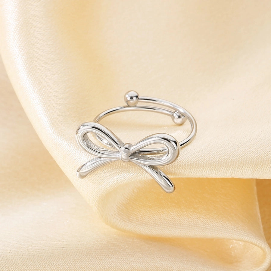 Jewelry Simple Style Bow Knot 304 Stainless Steel 18K Gold Plated Open Rings