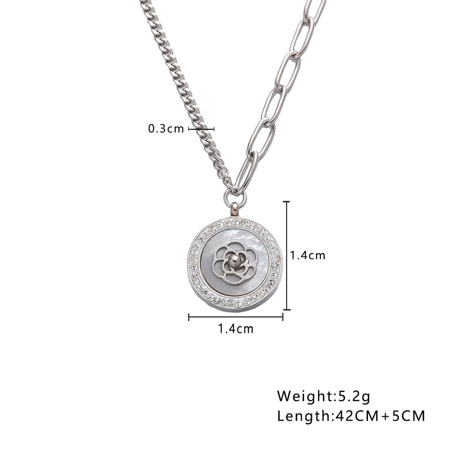 Jewelry Elegant Lady Simple Style Floral 304 Stainless Steel Pendant Necklace