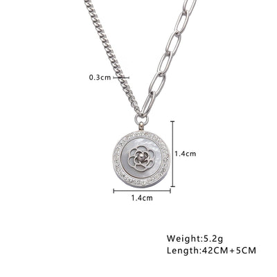 Jewelry Elegant Lady Simple Style Floral 304 Stainless Steel Pendant Necklace