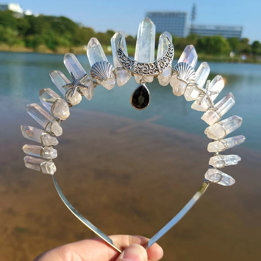 retro moon starfish crystal handmade hair band