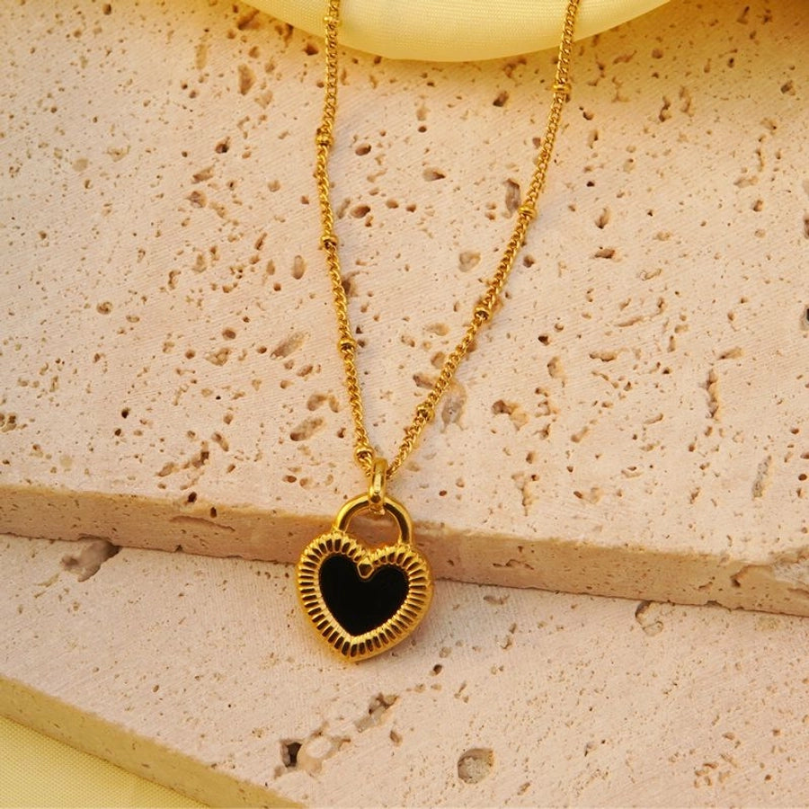Jewelry Lady Simple Style Classic Style Heart Shape 304 Stainless Steel 18K Gold Plated Plating Pendant Necklace