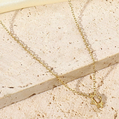 Jewelry Retro French Style Simple Style Geometric Titanium Steel Natural Stone 14K Gold Plated Plating Pendant Necklace