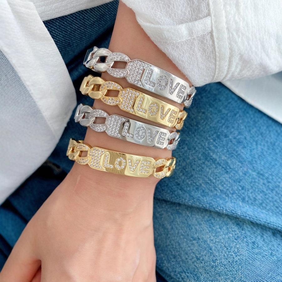 Jewelry Vintage Style Classic Style Love Copper Zircon Plating Rings Bracelets