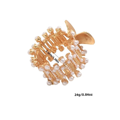 Pearl Diamond-Embedded High Ponytail Grip Anti-Collapse Fixed Gadget Ponytail Clip Barrettes Female Summer Bun Claw Clip Hairpin