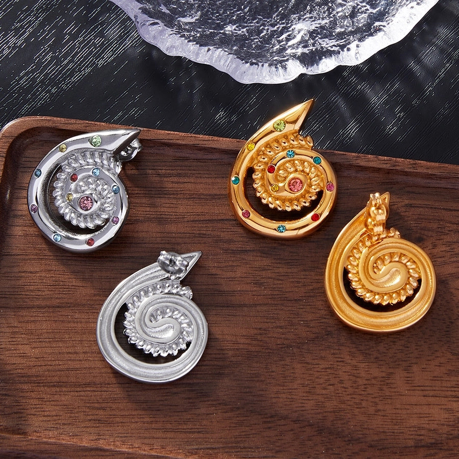 1 Pair Casual Elegant Modern Style Spiral Plating Inlay Titanium Steel 18K Gold Plated Ear Studs