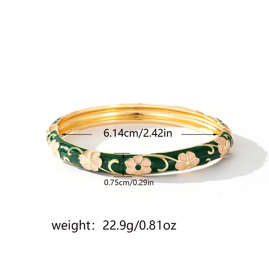 Jewelry Retro Flower Copper Bangle