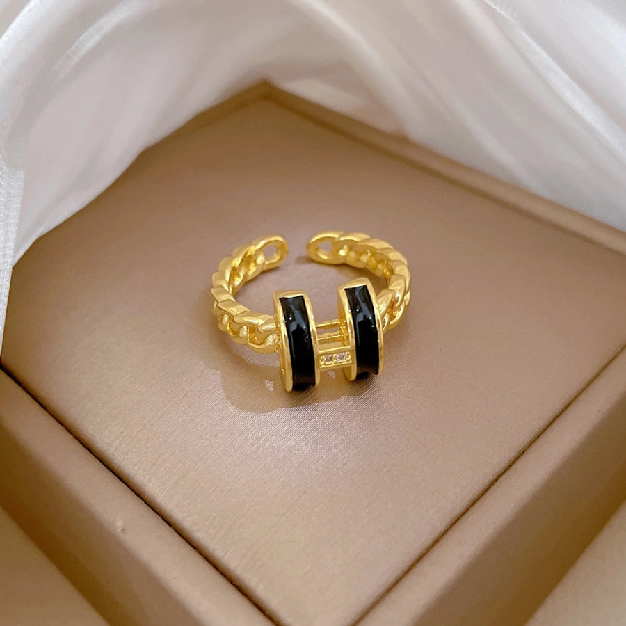 Titanium Steel Brass Gold Plated Inlay Geometric Zircon Brass Rings