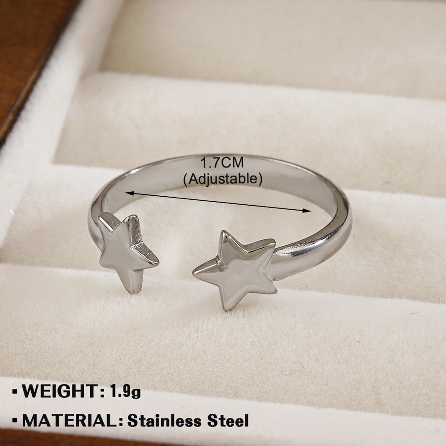 Jewelry Simple Style IG Style Star 304 Stainless Steel 18K Gold Plated Open Rings