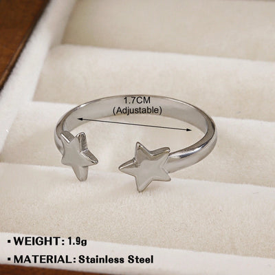 Jewelry Simple Style IG Style Star 304 Stainless Steel 18K Gold Plated Open Rings