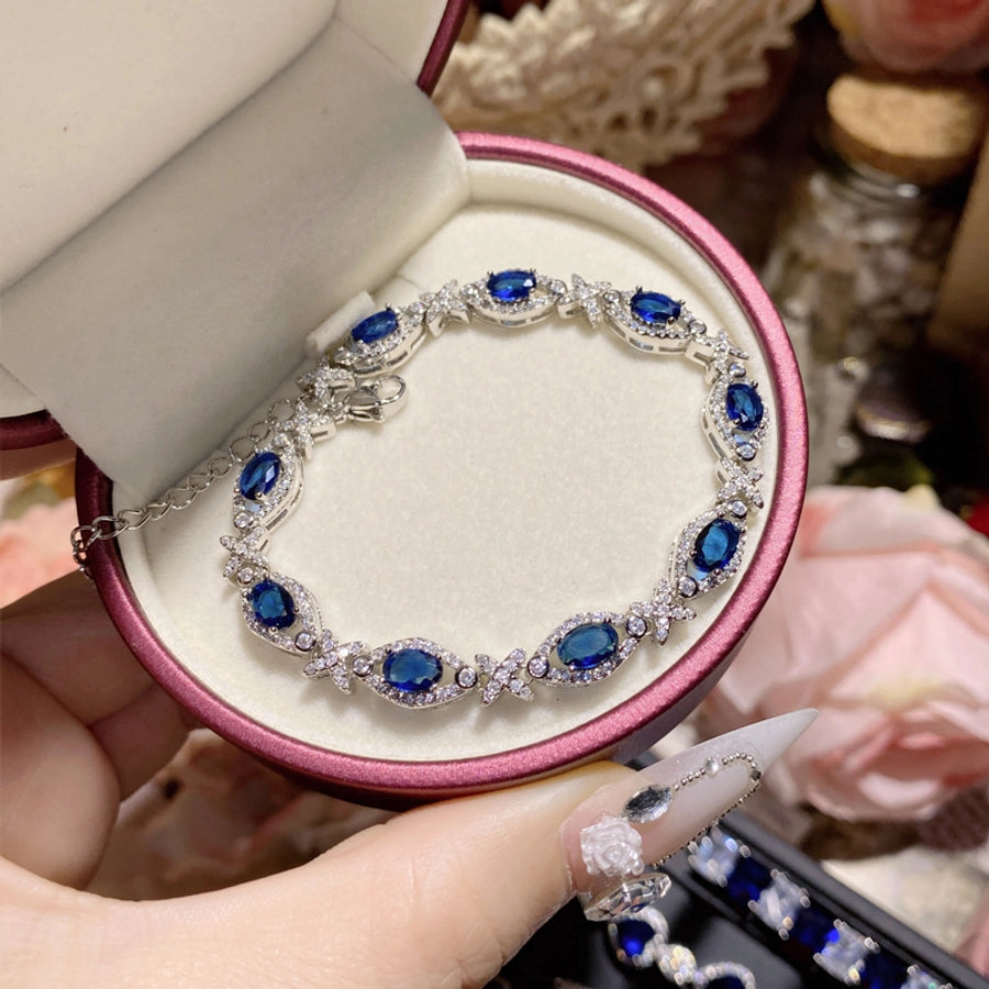 Copper Inlay Water Droplets Heart Shape Rectangle Artificial Gemstones Bracelets