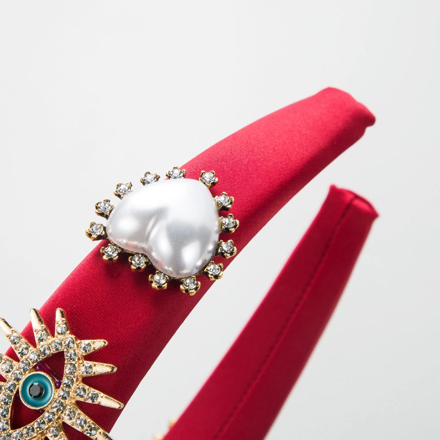 Women's Modern Style Classic Style Heart Shape Eye Sponge Inlay Artificial Pearls Rhinestones Hair Band