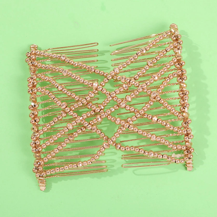 fashion geometric alloy resin seed bead hair combs 1 piece