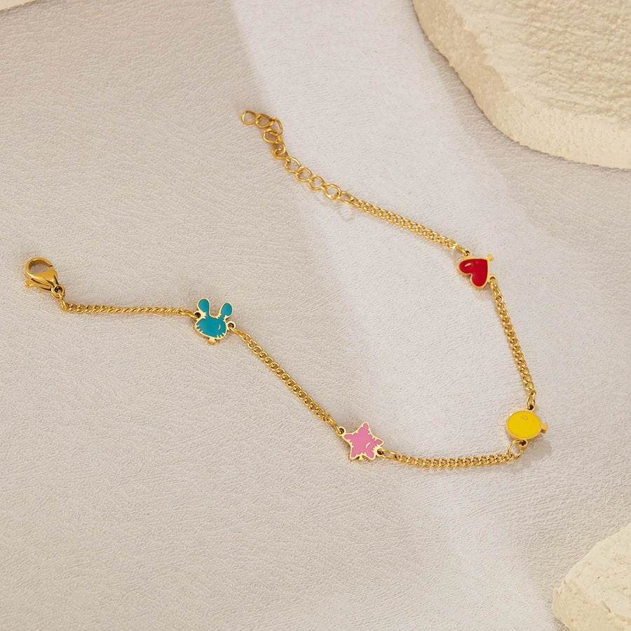 Simple Style Star Heart Shape 304 Stainless Steel Cuban Link Chain Curb Chain Bracelets In Bulk