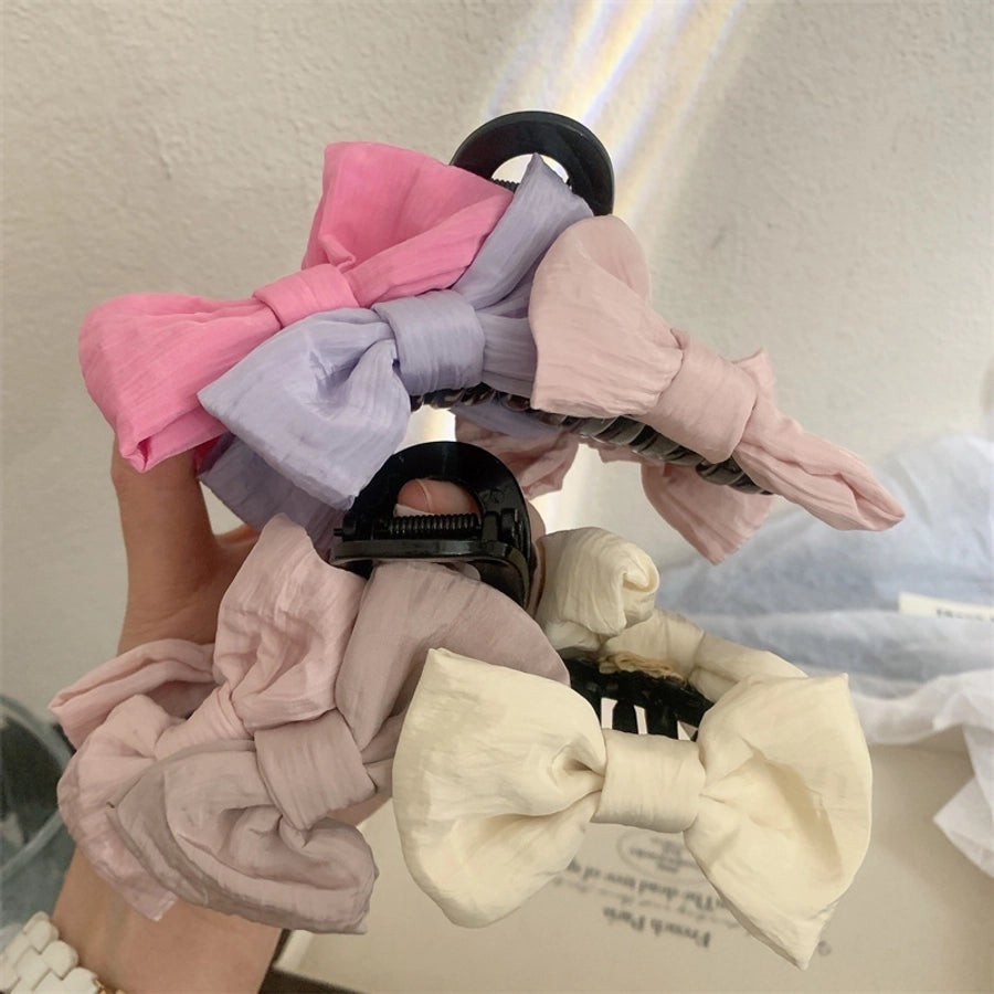 Women's Korean Style Bow Knot Plastic Cloth Hair Claws