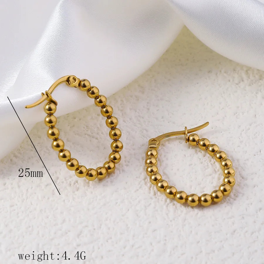 1 Pair Simple Style Commute Geometric Heart Shape Plating Titanium Steel Drop Earrings Earrings Ear Studs