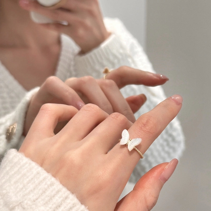 Copper Flower Butterfly Open Rings