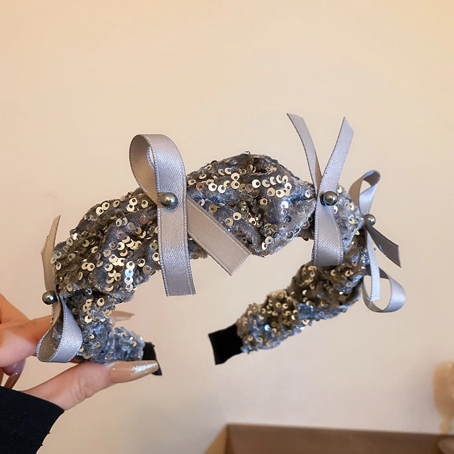 Women's Simple Style Solid Color Imitation Pearl Cloth Hair Band