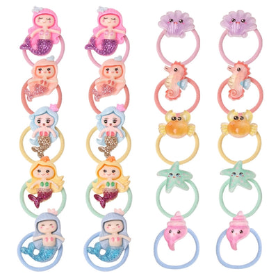 princess sweet hippocampus mermaid shell cloth resin hair tie