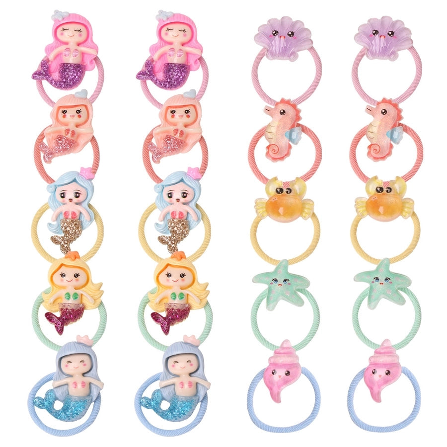 princess sweet hippocampus mermaid shell cloth resin hair tie