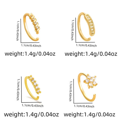 1 Piece Nose Rings & Studs Simple Style Geometric Heart Shape Alloy Plating Inlay Rhinestones Nose Rings & Studs
