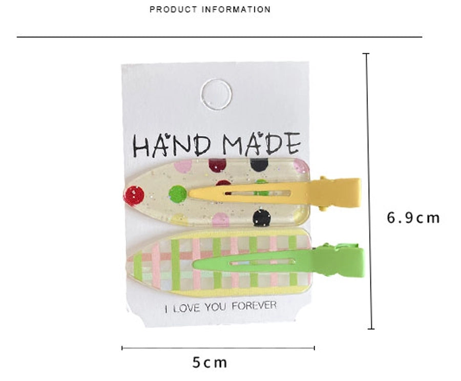 Women's IG Style Cute Stripe Fruit Solid Color Plastic Resin Hair Clip