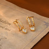 1 Pair Elegant Simple Style Heart Shape Eye Bee Inlay Copper Freshwater Pearl Zircon 18K Gold Plated Drop Earrings