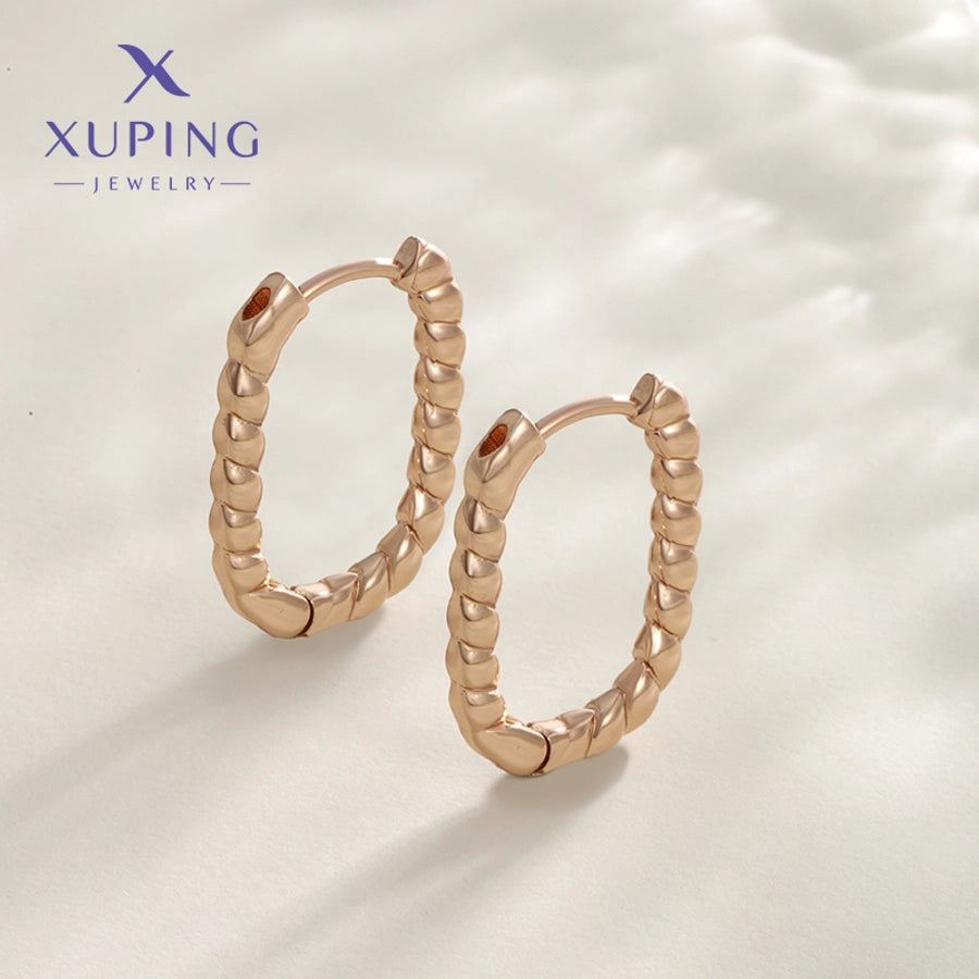 1 Pair XUPING Simple Style Commute Geometric Copper 18K Gold Plated Earrings