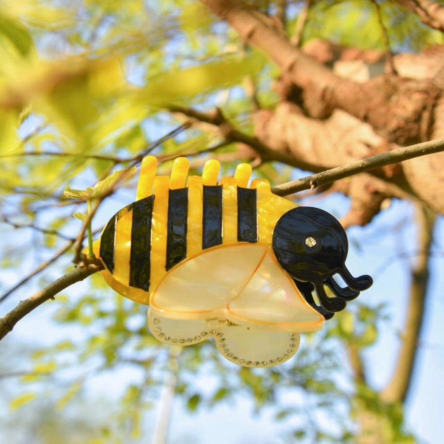 YHJ Hair Accessories  New Acetic Acid Diamond Bees Grab Clip Large Hairpin Back Hair Shark Clip Hair Grab