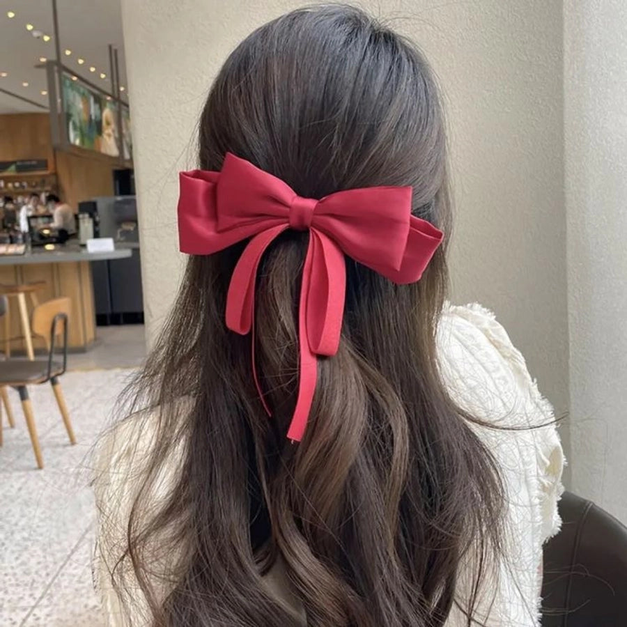 Big bow ribbon hairpin horizontal clip headdress temperament hair accessories high sense back head top clip spring clip
