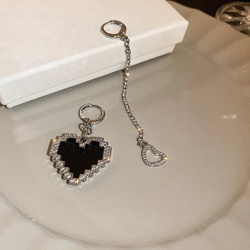 1 pair retro geometric heart shape bow knot alloy rhinestones drop earrings