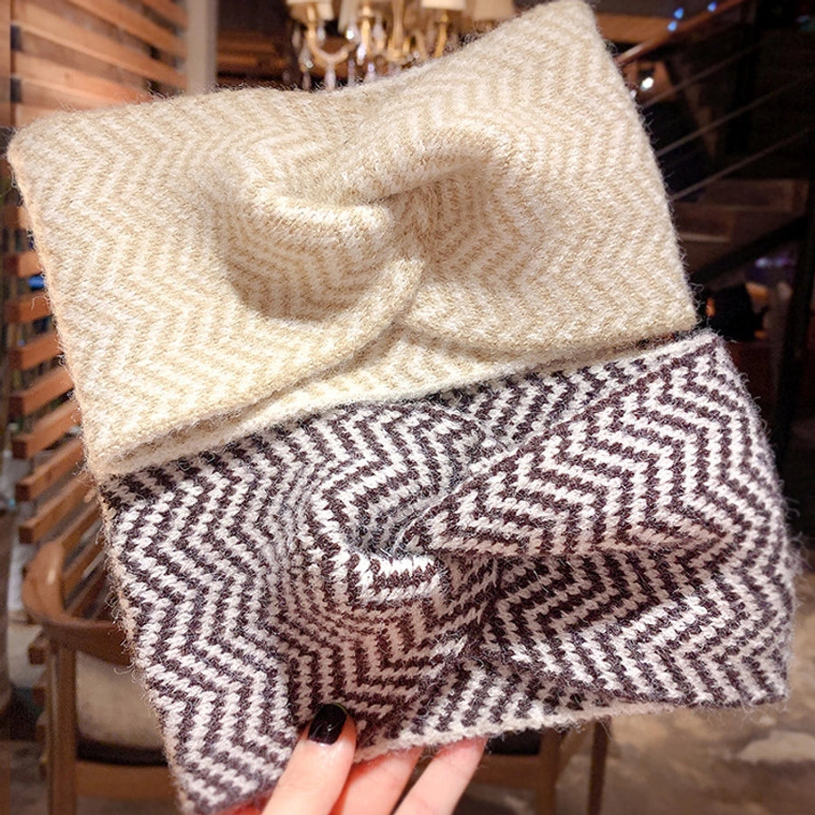 Women's Casual Simple Style Stripe yarn Rib-Knit Hair Band