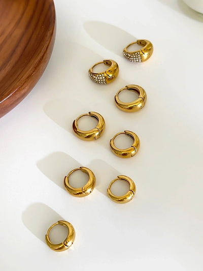 1 Pair Retro Geometric 316L Stainless Steel  Rhinestones 18K Gold Plated Earrings