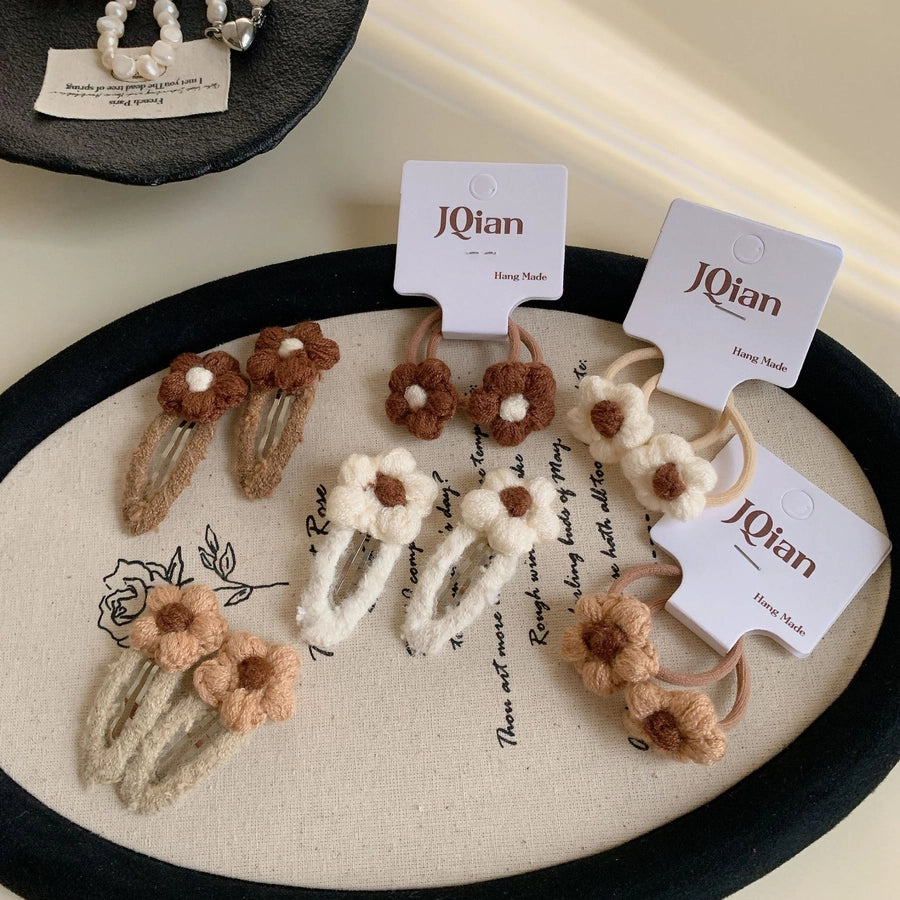 Milk Coffee New Autumn and Winter Cute Flower Hair Clip Hairpin Side Shredded Hair Bangs Clip Children's Hair String Hair Accessories Headdress for Women