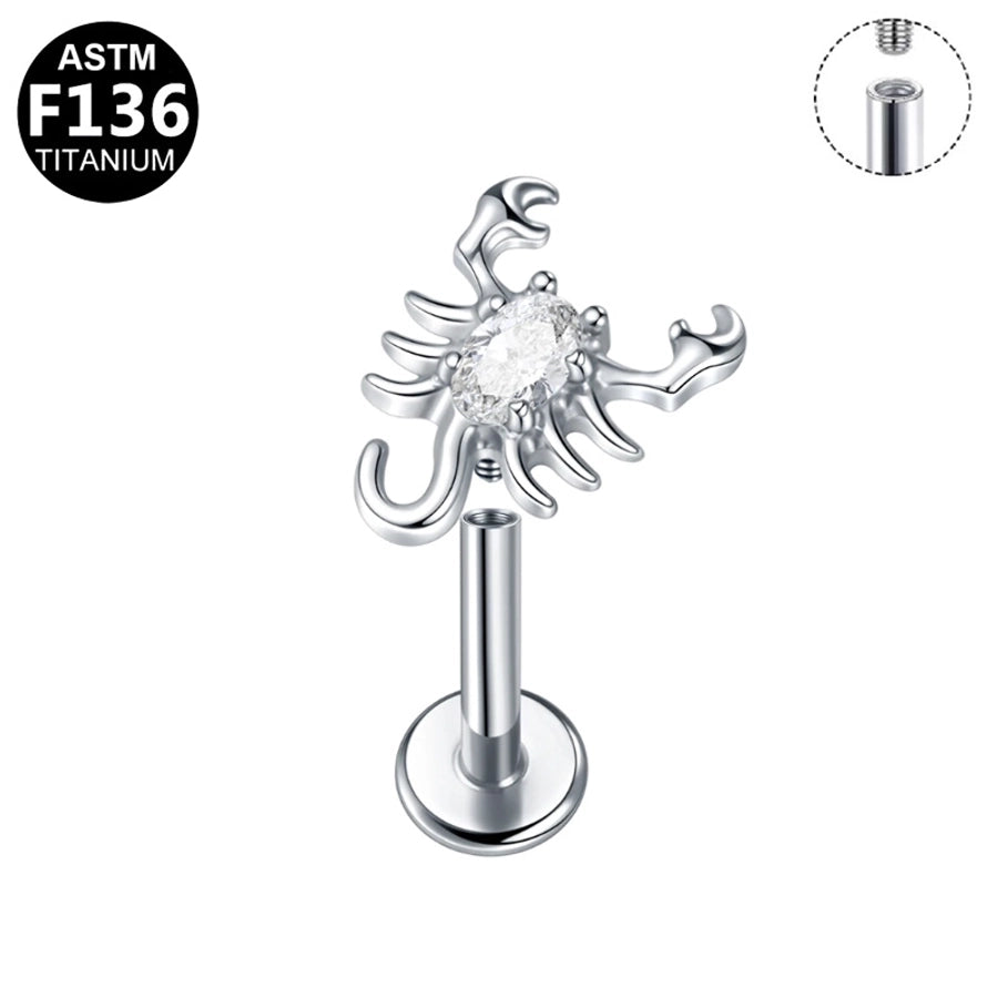 1 Piece Lip Rings Hip-Hop Rock Punk Spider Pure Titanium Titanium Alloy Zircon 14K Gold Plated White Gold Plated Lip Rings Ear Cartilage Rings & Studs