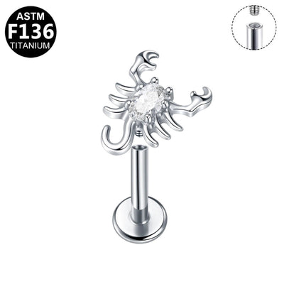 1 Piece Lip Rings Hip-Hop Rock Punk Spider Pure Titanium Titanium Alloy Zircon 14K Gold Plated White Gold Plated Lip Rings Ear Cartilage Rings & Studs