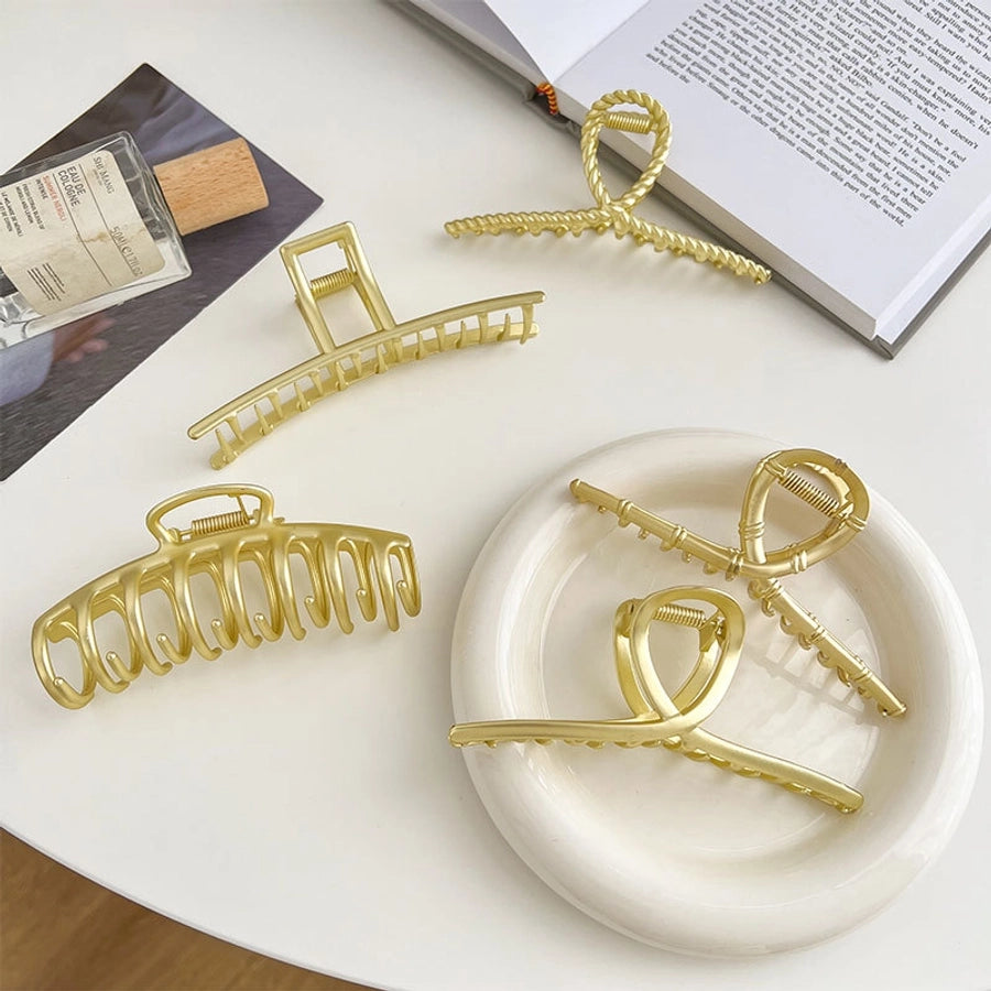 retro geometric alloy plating hair claws